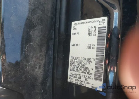 2016 Nissan Maxima 3.5 Platinum/3.5 S/3.5 Sl/3.5 Sr/3.5 Sv из США, поврежденный, VIN 1N4AA6AP2GC392302